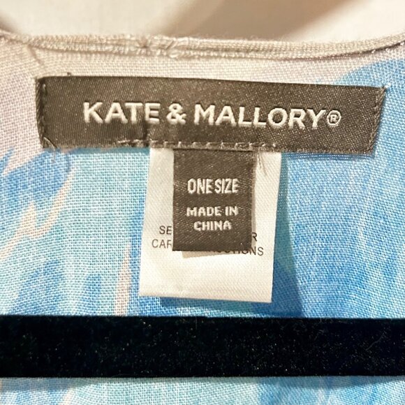 BEAUTIFUL Blue Peacock & Magnolia Print Kimono Wrap, One Size, 100% Cotton - Picture 8 of 9